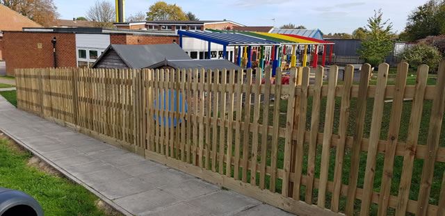 Picket fencing at school in Cowley, Oxford